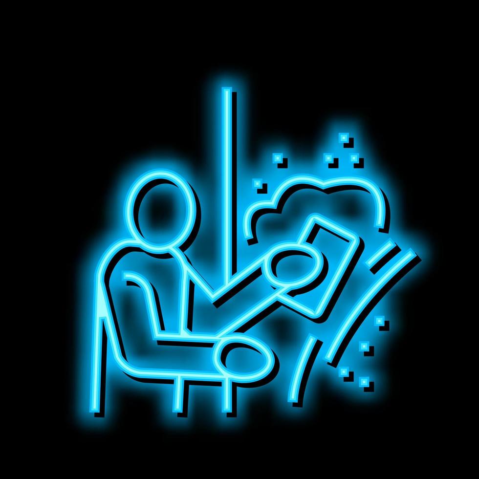 plasterer working neon glow icon illustration vector