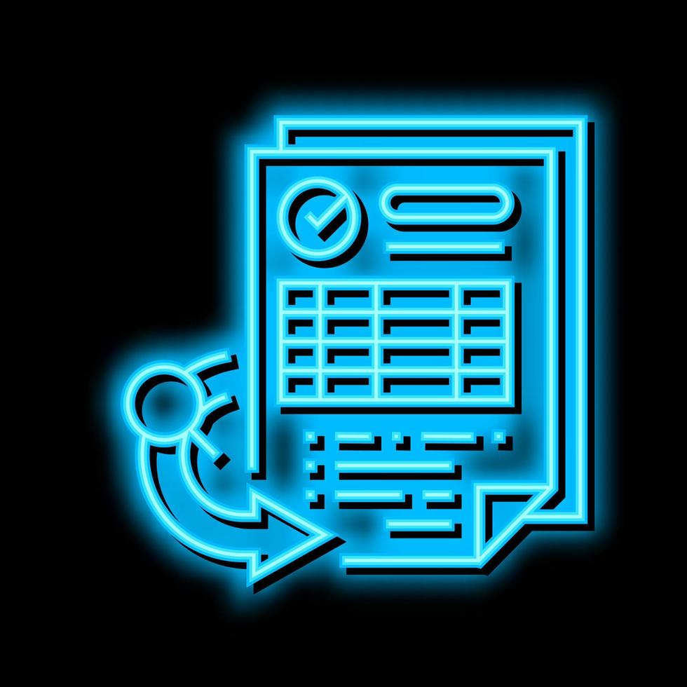 receiving report neon glow icon illustration vector