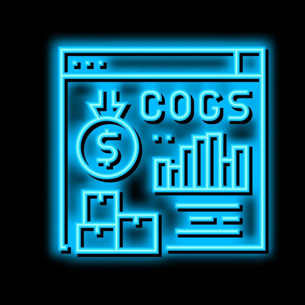 cost of goods sold cogs report neon glow icon illustration vector