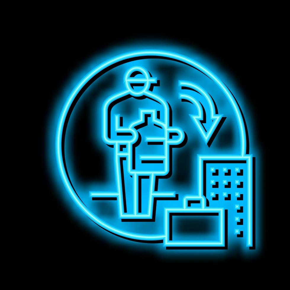 at work delivering water neon glow icon illustration vector