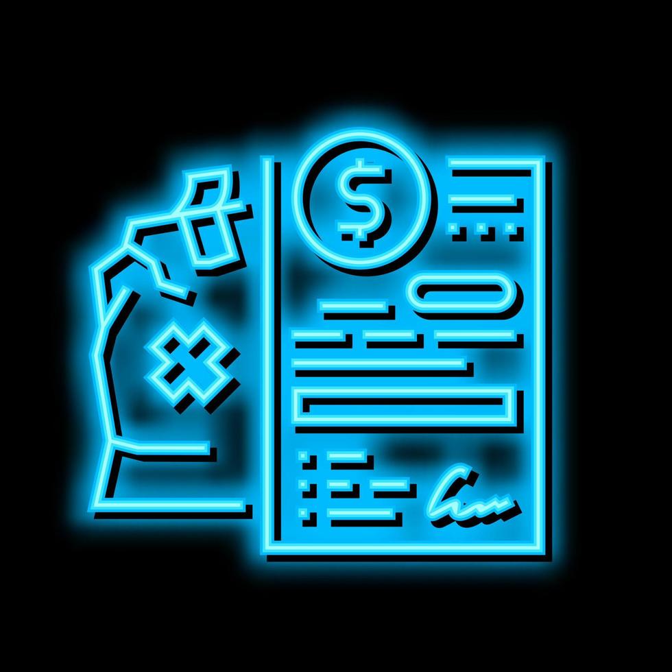 compensation broken or lost parcel neon glow icon illustration vector