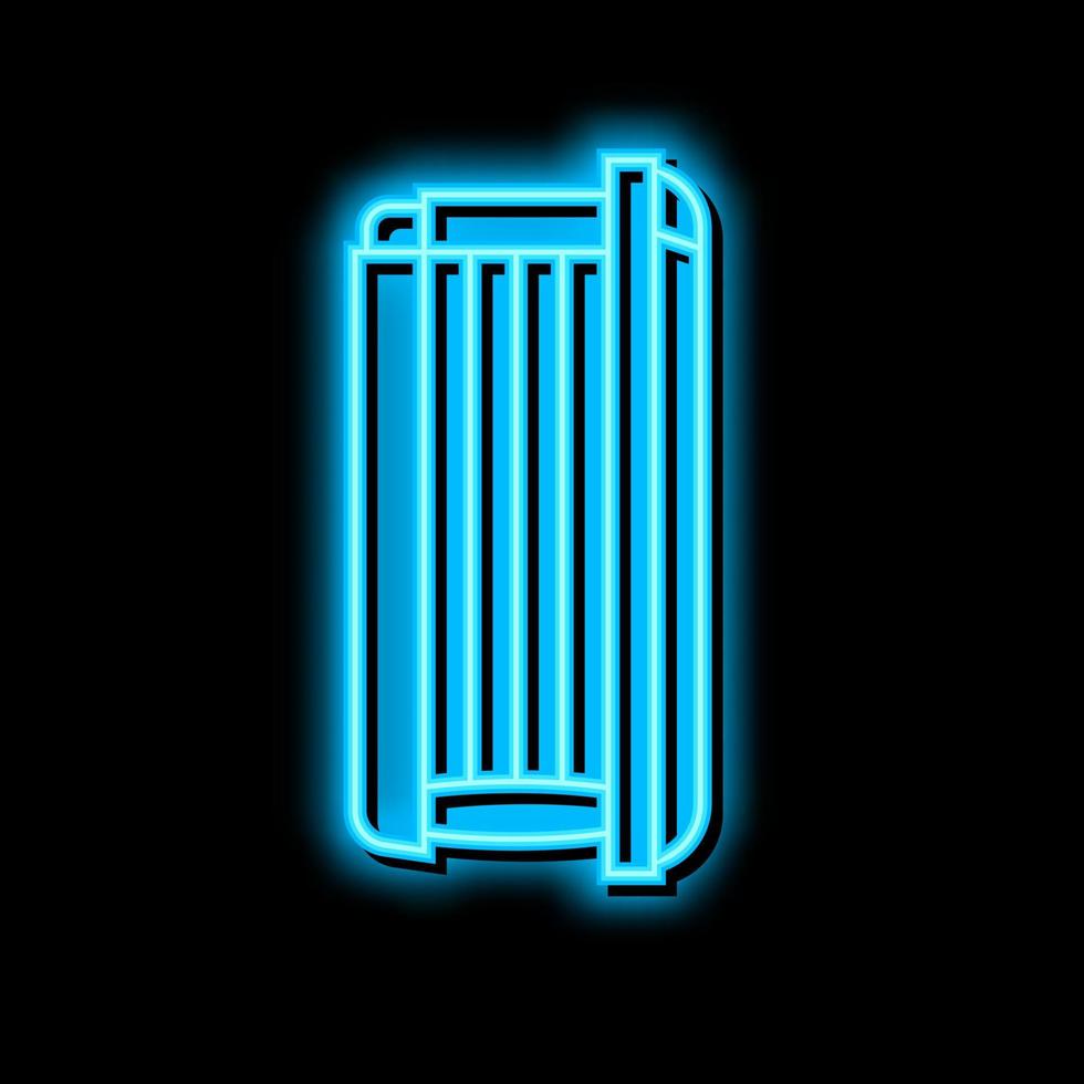 vertical cabin open solarium equipment neon glow icon illustration vector