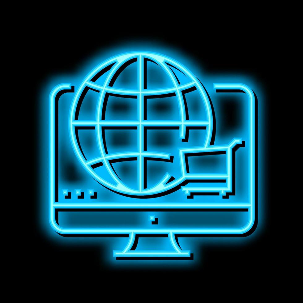 worldwide shopping neon glow icon illustration vector