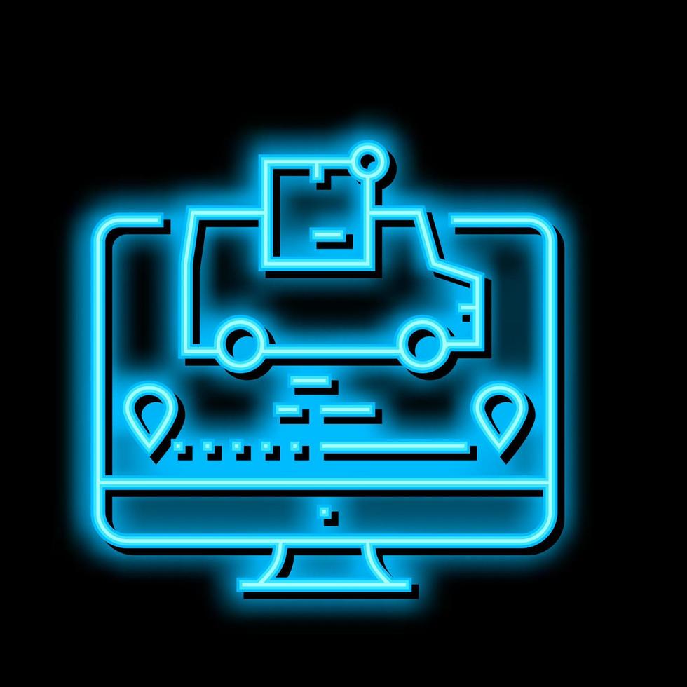 in transit parcel status neon glow icon illustration vector