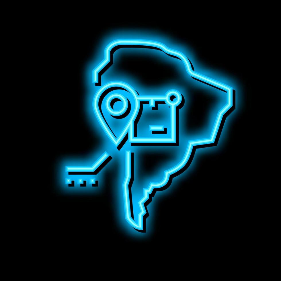 south america shipment tracking neon glow icon illustration vector