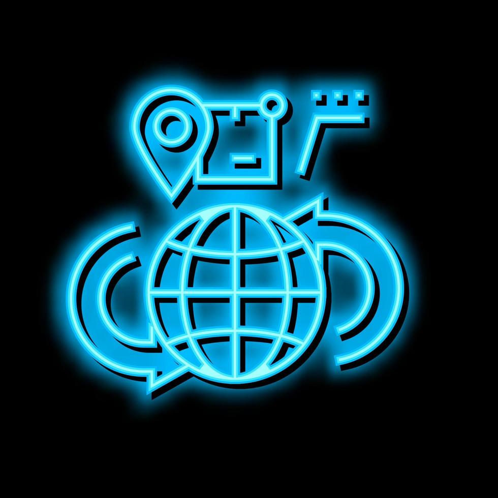 global shipment tracking neon glow icon illustration vector