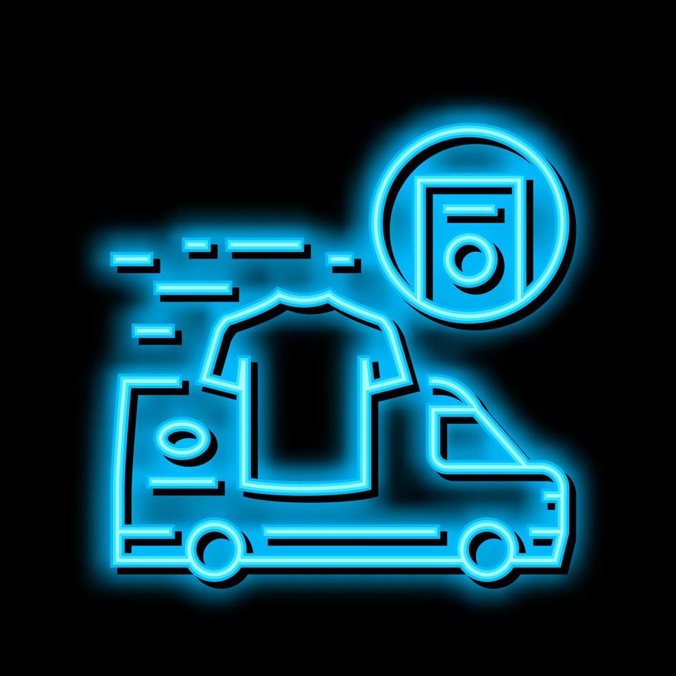 laundry pick up delivery neon glow icon illustration vector