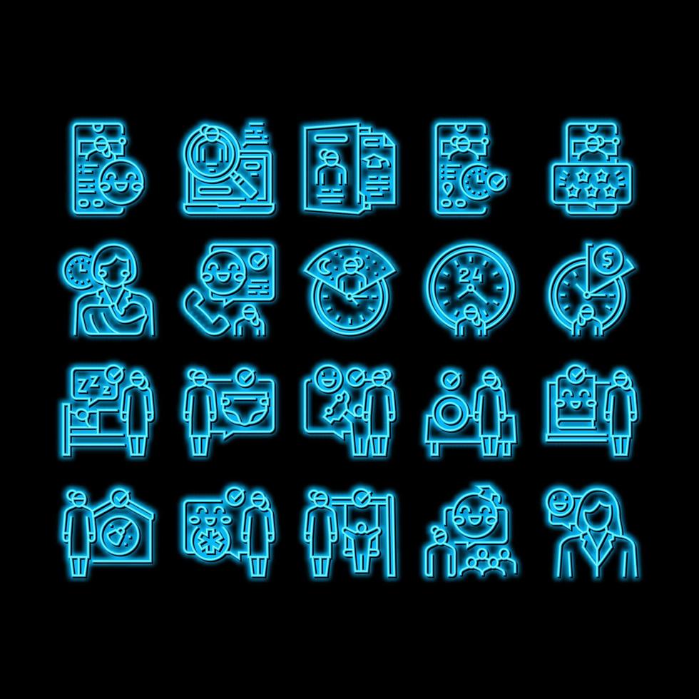 Baby Sitting Work Occupation neon glow icon illustration vector