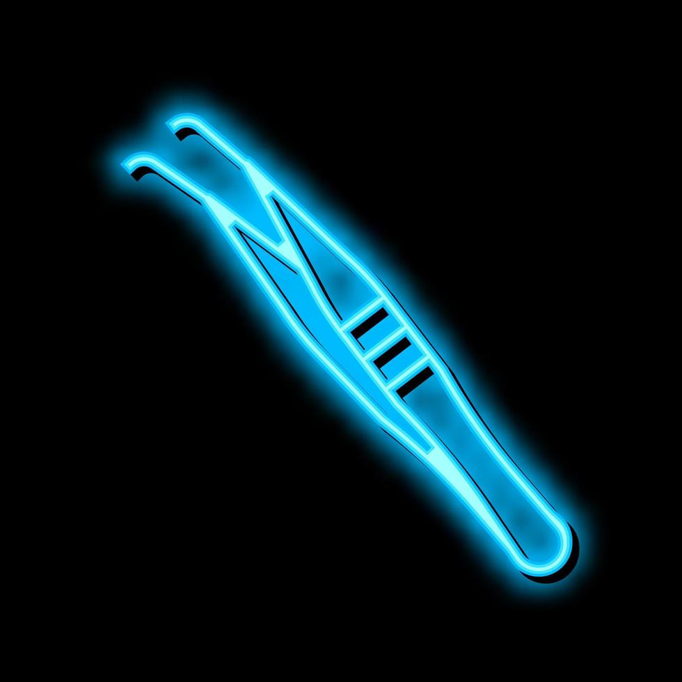 tweezers medical tool neon glow icon illustration vector