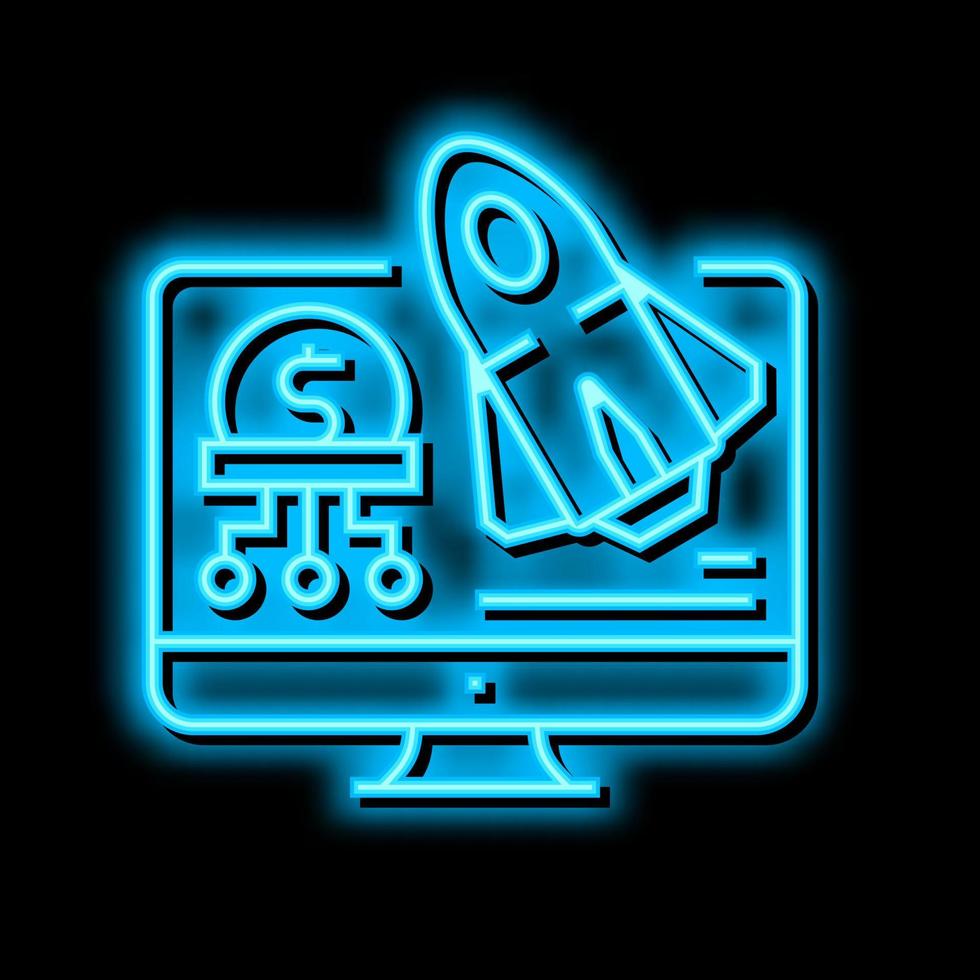 startup for earning money in internet neon glow icon illustration vector