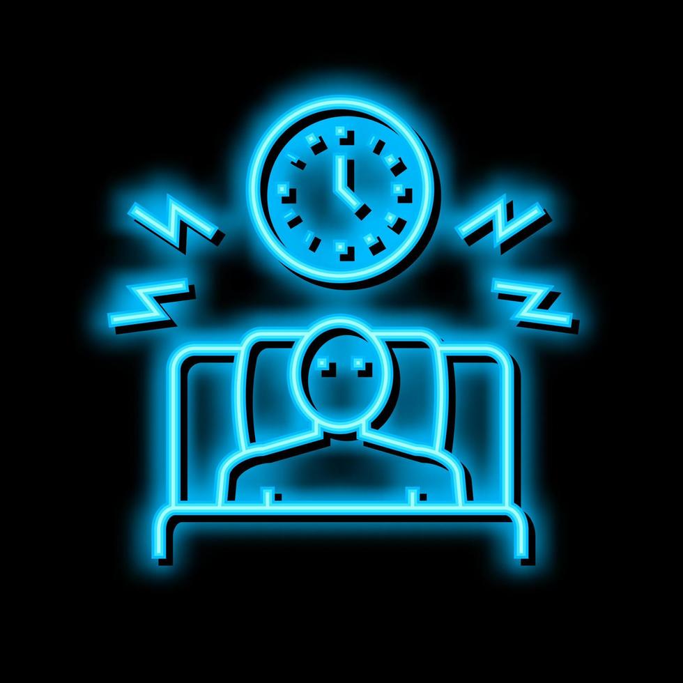 waking up too early neon glow icon illustration vector