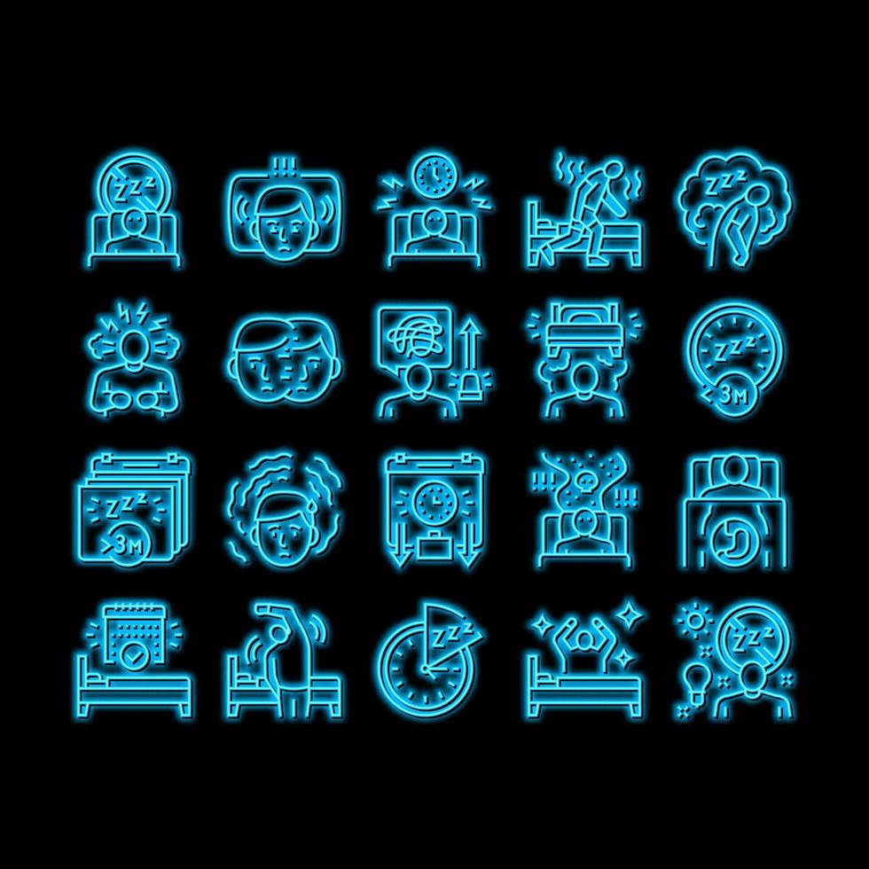 Insomnia Person Chronic Problem neon glow icon illustration vector