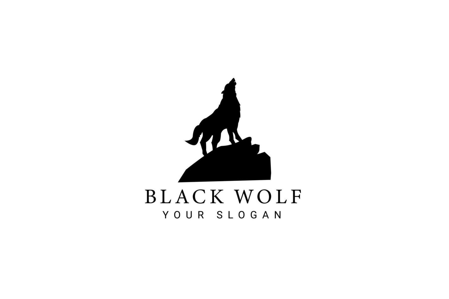 negro lobo logo vector icono ilustración