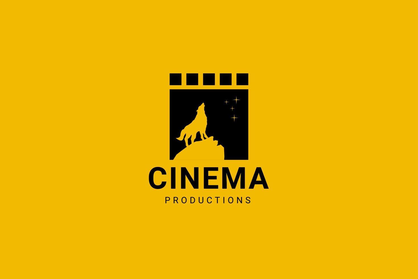 cine producción icono logo con lobo vector ilustración