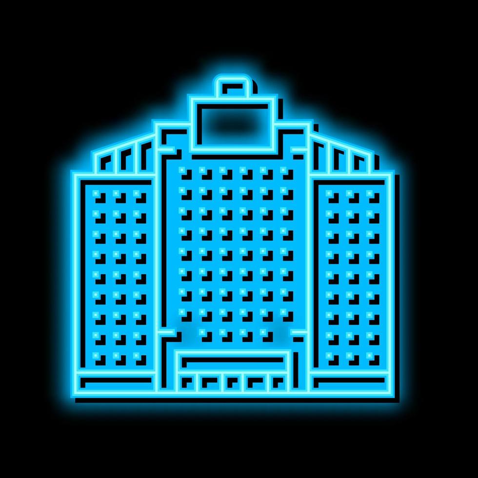 office skyscraper building neon glow icon illustration vector