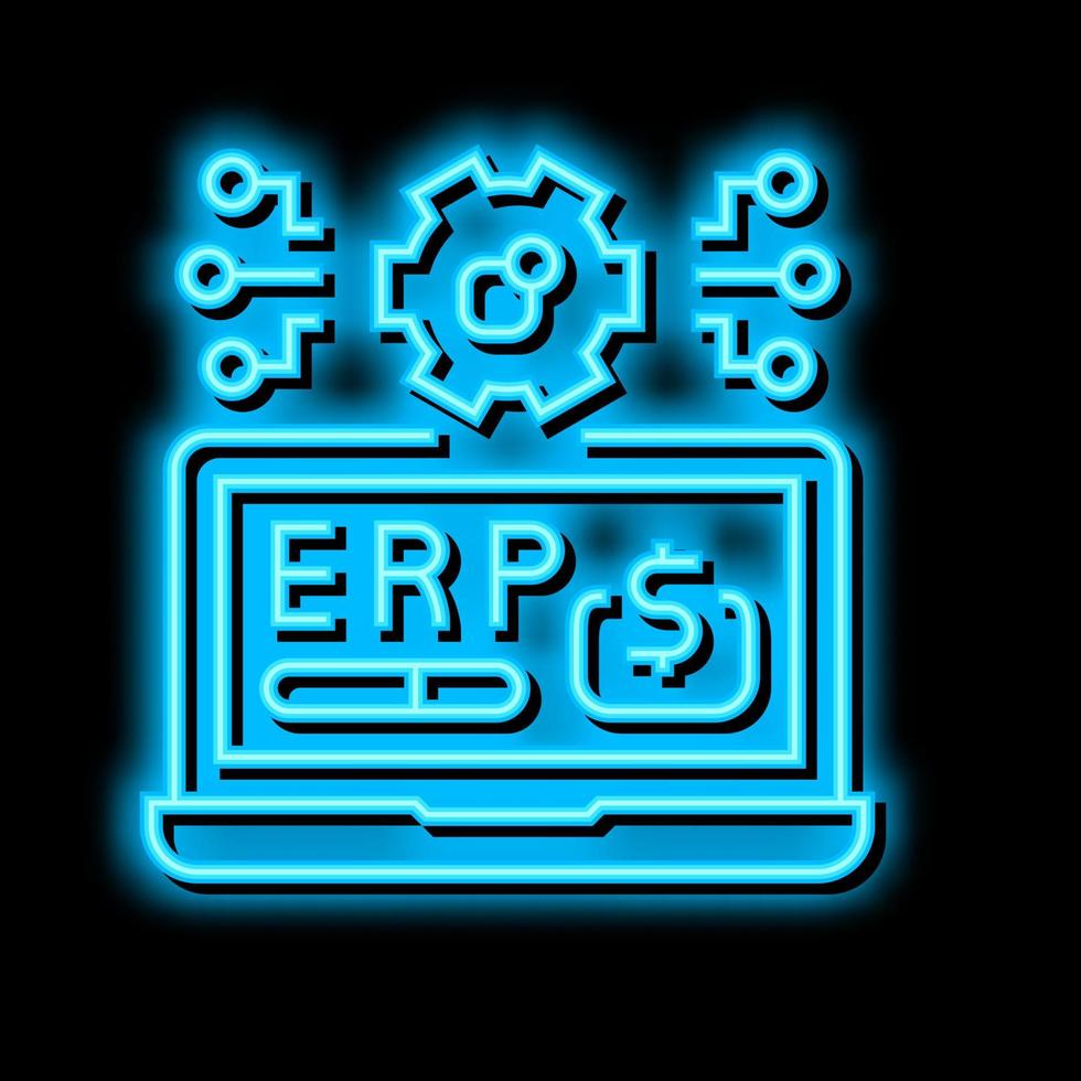 erp digital business neon glow icon illustration vector
