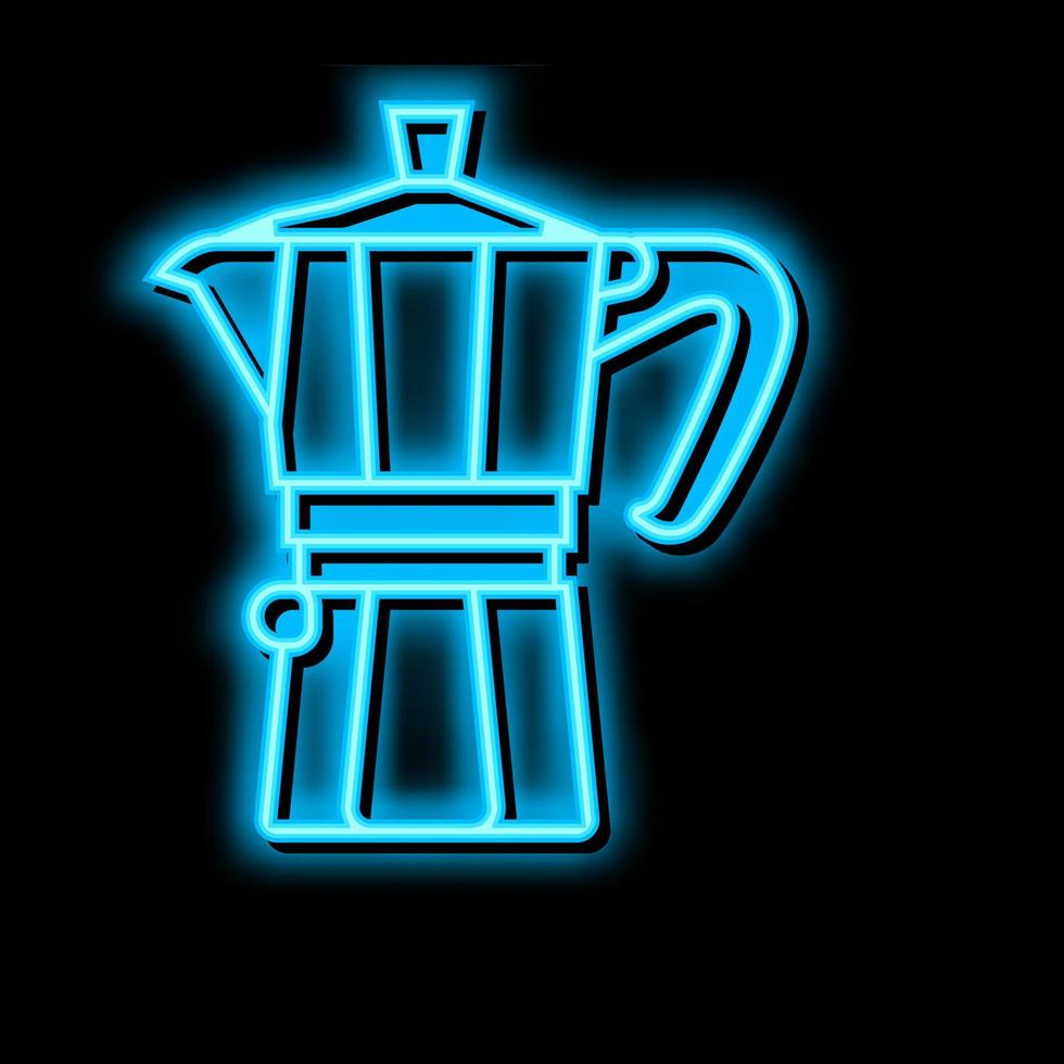 mocha pot coffee tool neon glow icon illustration vector