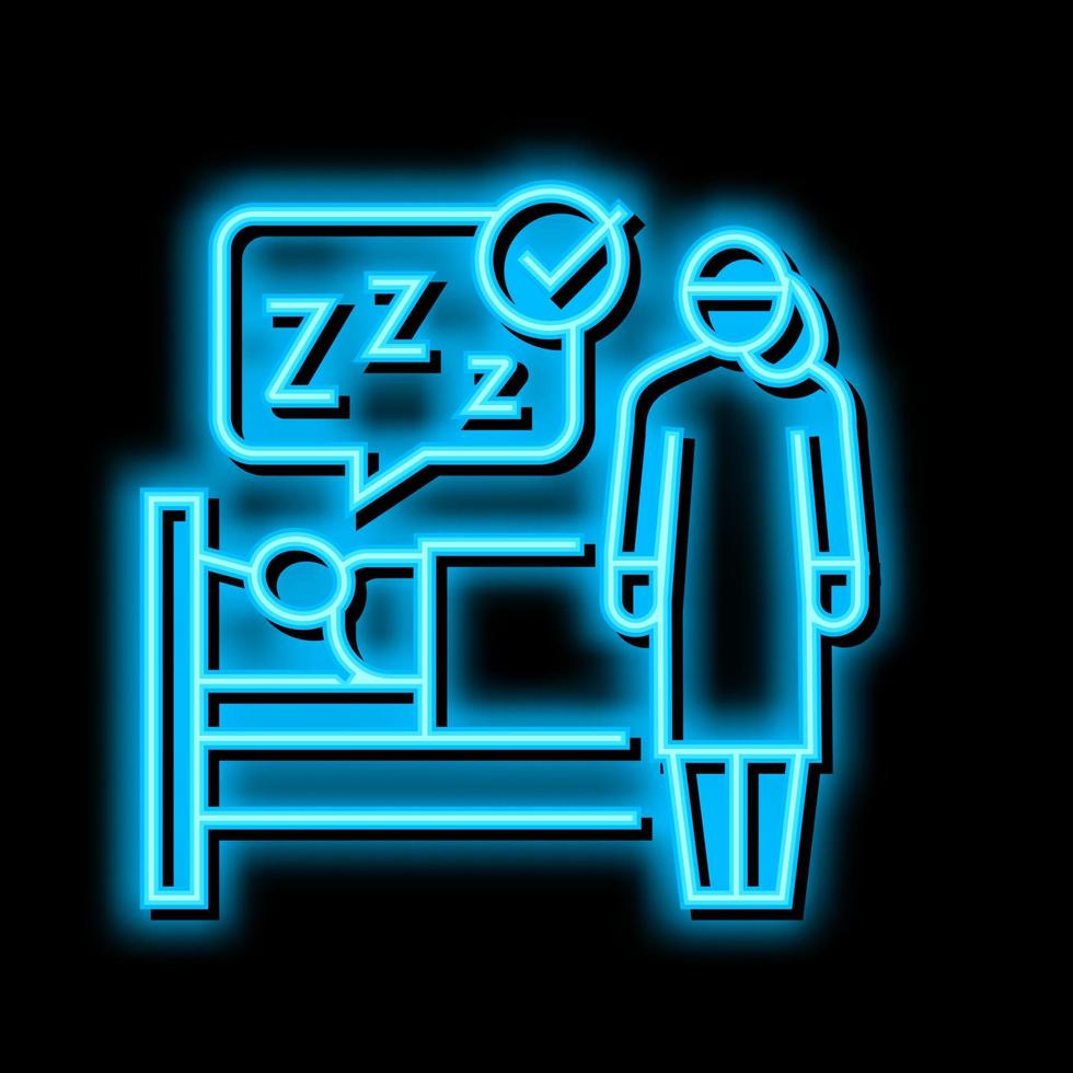 watching sleeping child neon glow icon illustration vector