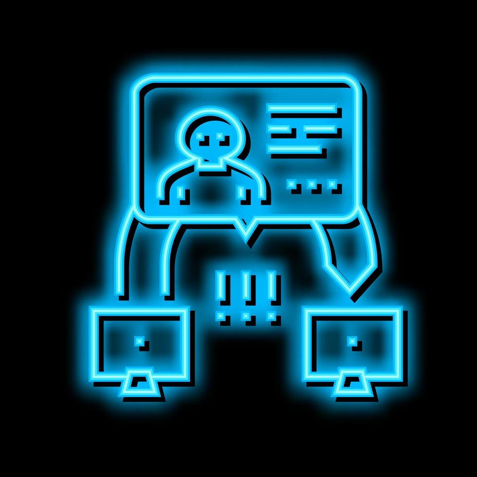 man in middle attacks neon glow icon illustration vector