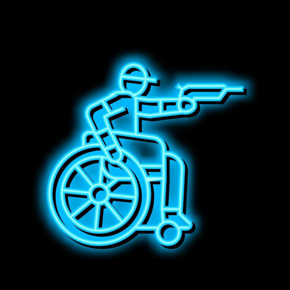 shooting handicapped athlete neon glow icon illustration vector