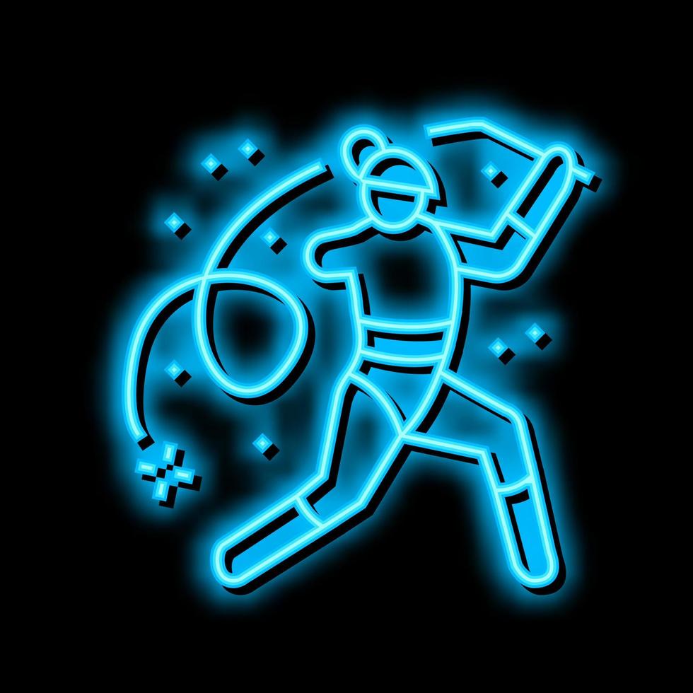 rhythmic gymnastics handicapped athlete neon glow icon illustration vector