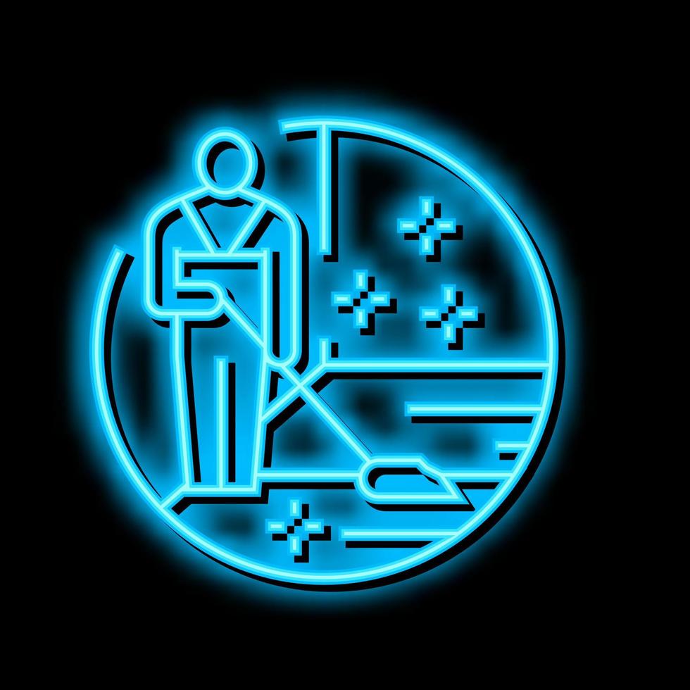 cleaning hardwood floor neon glow icon illustration vector