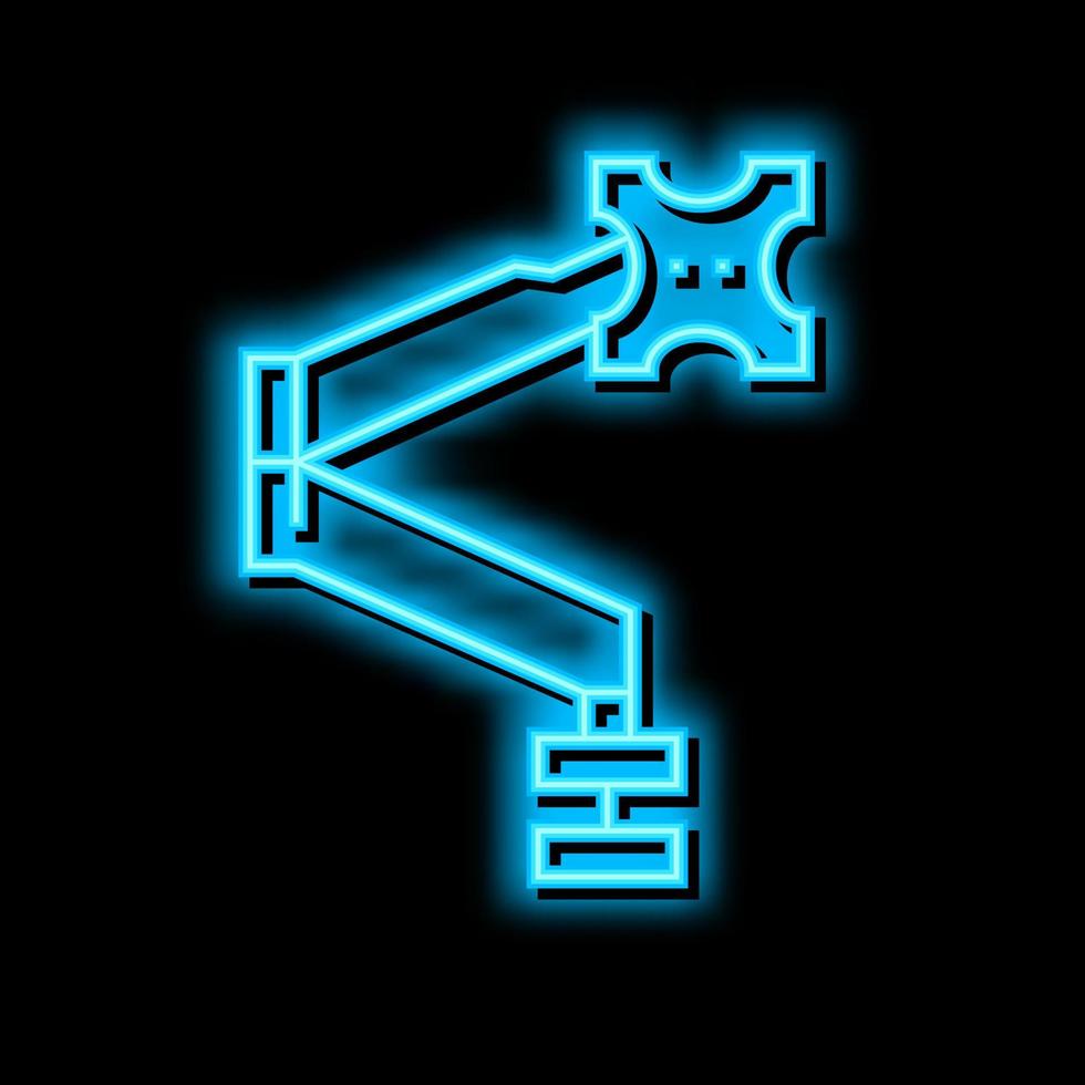 monitor arm neon glow icon illustration vector