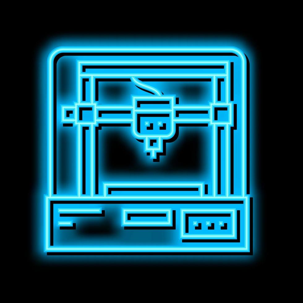 3d printer neon glow icon illustration vector