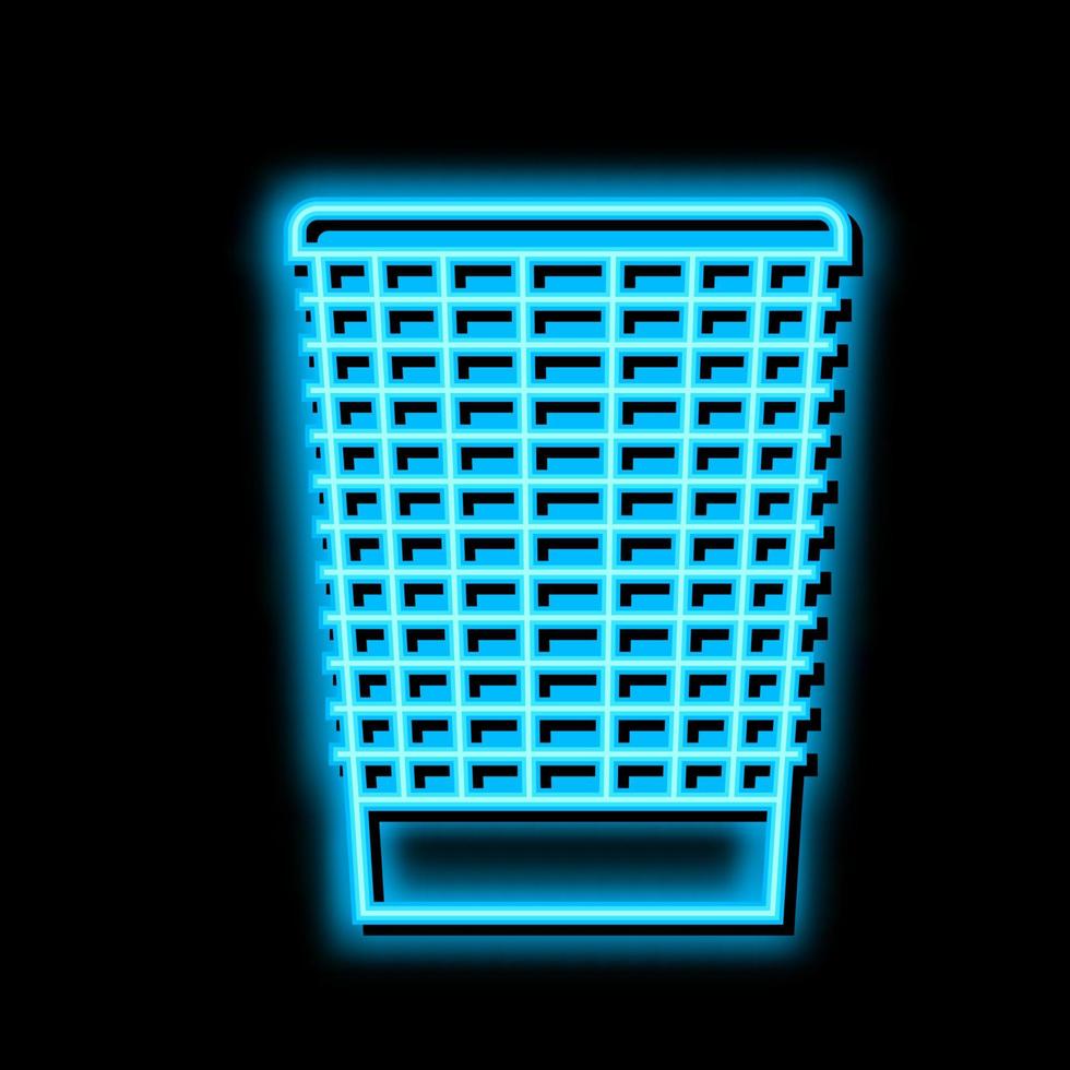 mesh wastebasket trash neon glow icon illustration vector