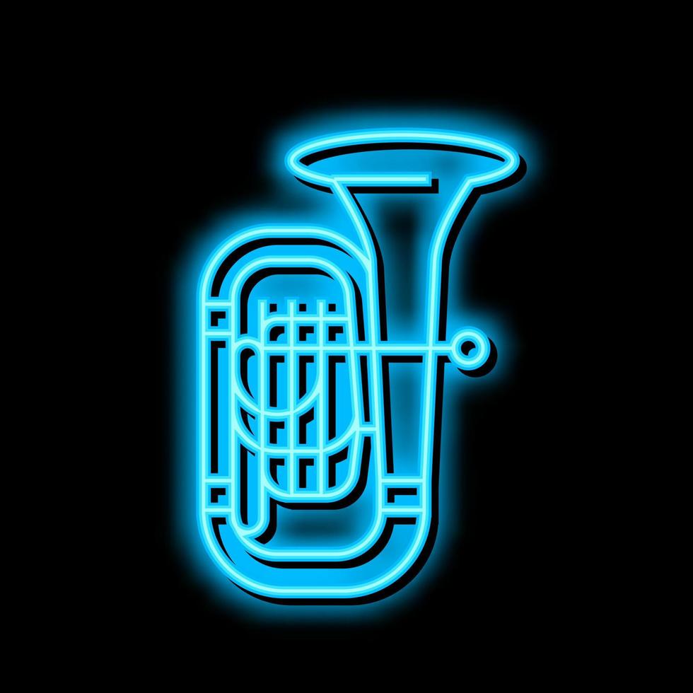 tuba jazz música instrumento neón resplandor icono ilustración vector