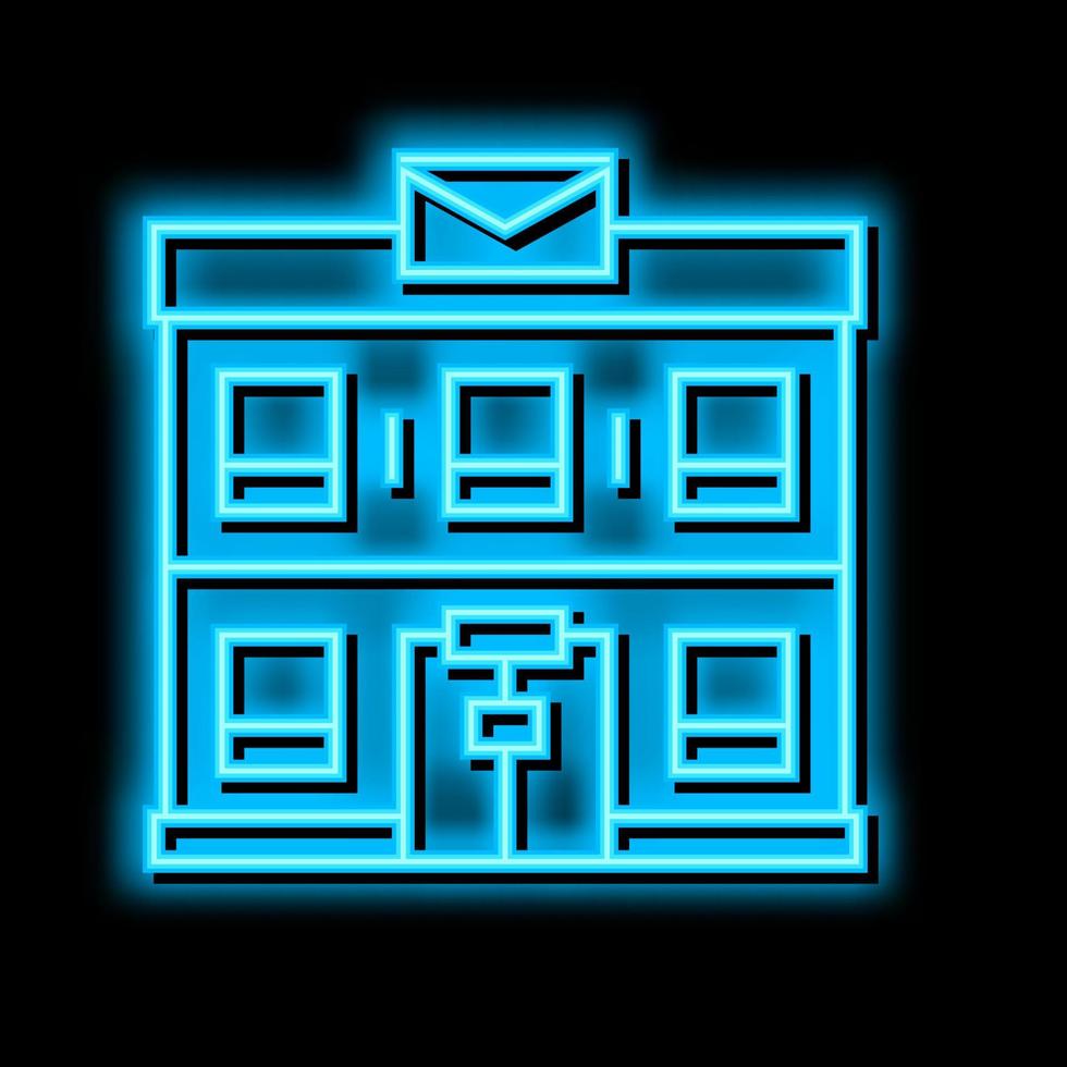 post office building neon glow icon illustration vector