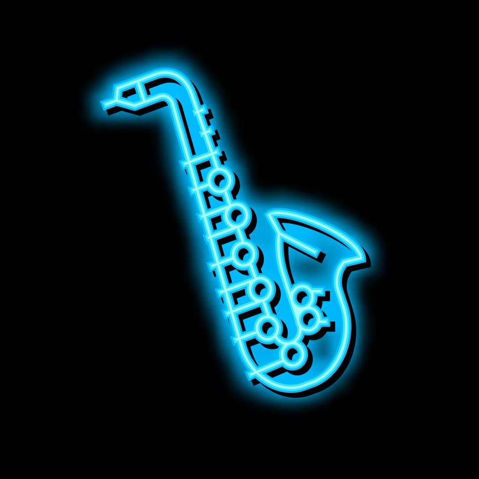 saxofón música instrumento neón resplandor icono ilustración vector