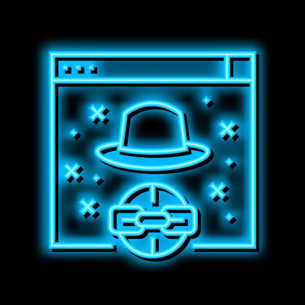 black hat link neon glow icon illustration vector