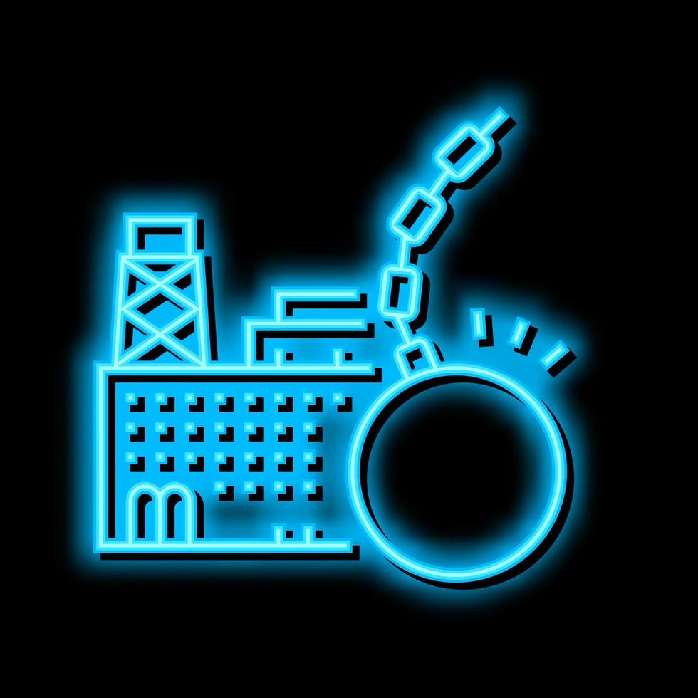 manufacturing factory demolitions neon glow icon illustration vector