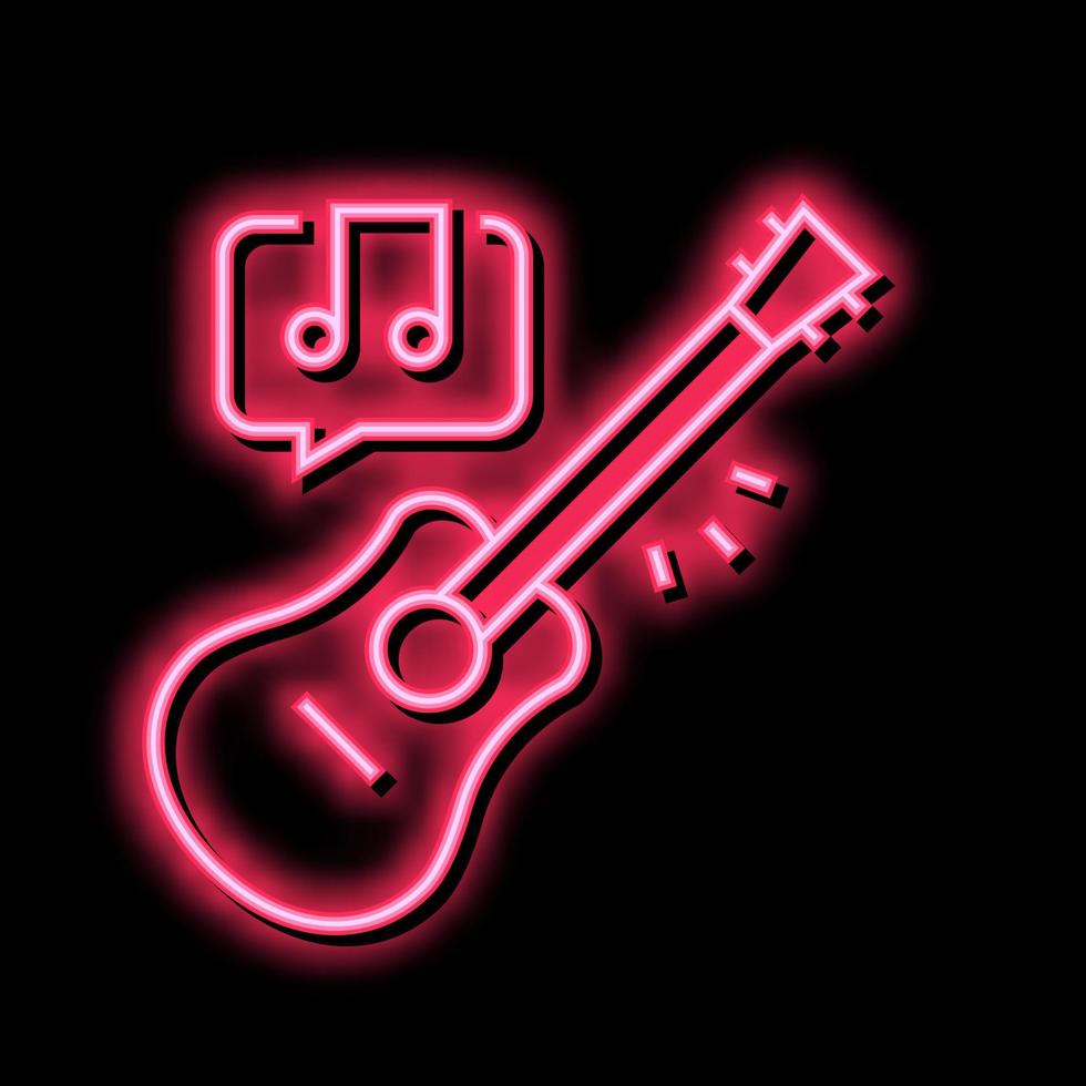 playing on guitar neon glow icon illustration vector