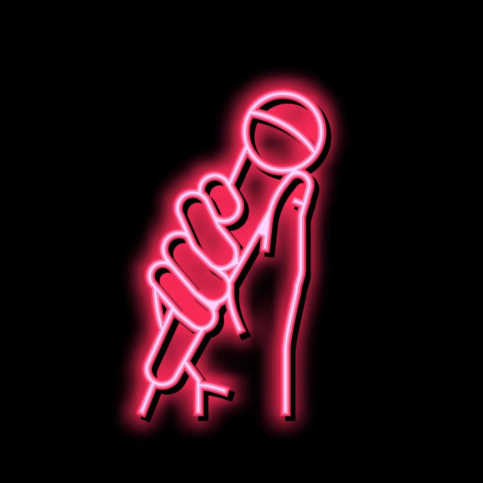 singing karaoke neon glow icon illustration vector