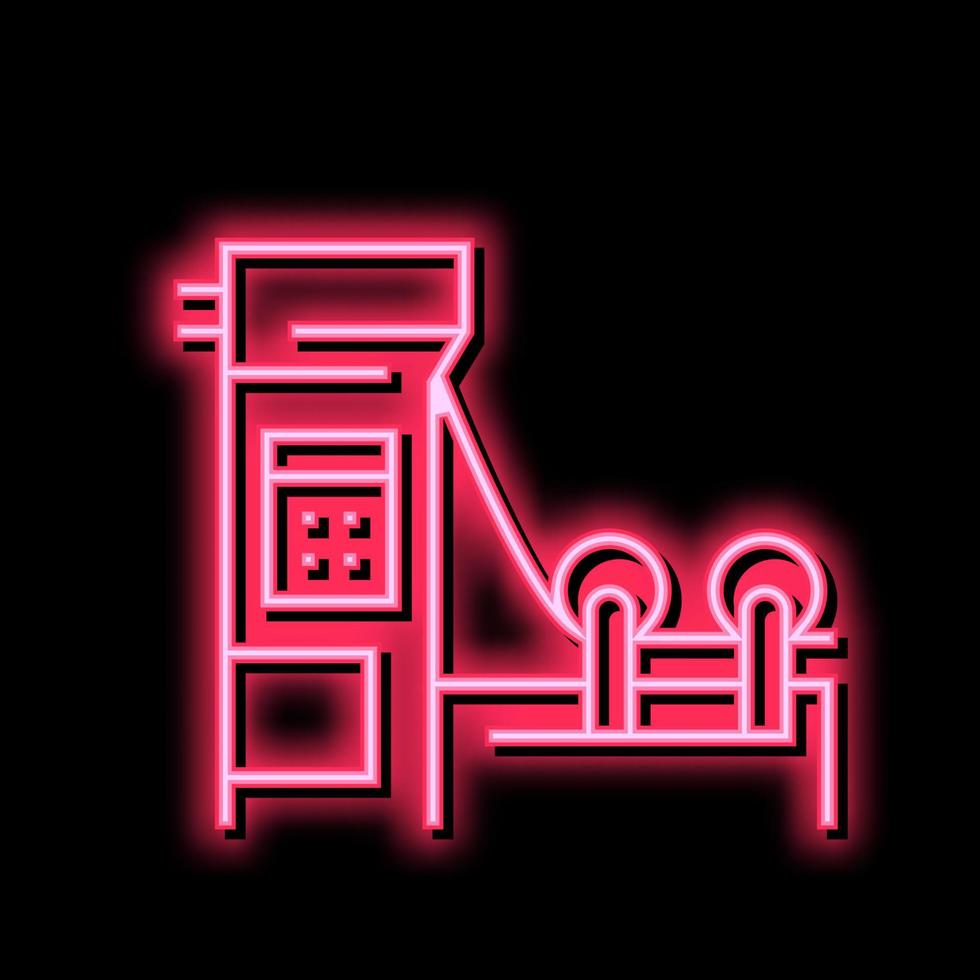paper production machine neon glow icon illustration vector