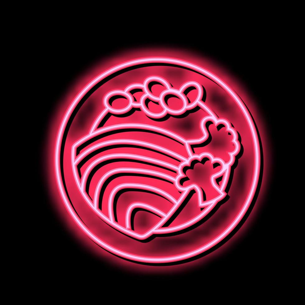 tuna fish dish with vegetables neon glow icon illustration vector