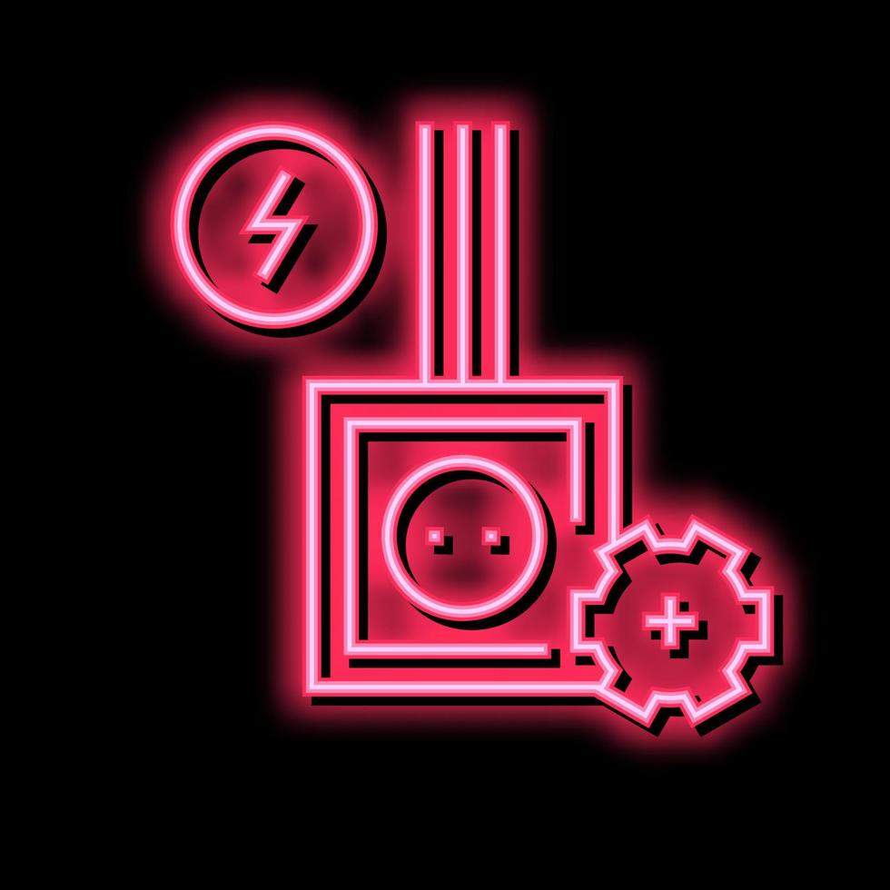 socket installation neon glow icon illustration vector