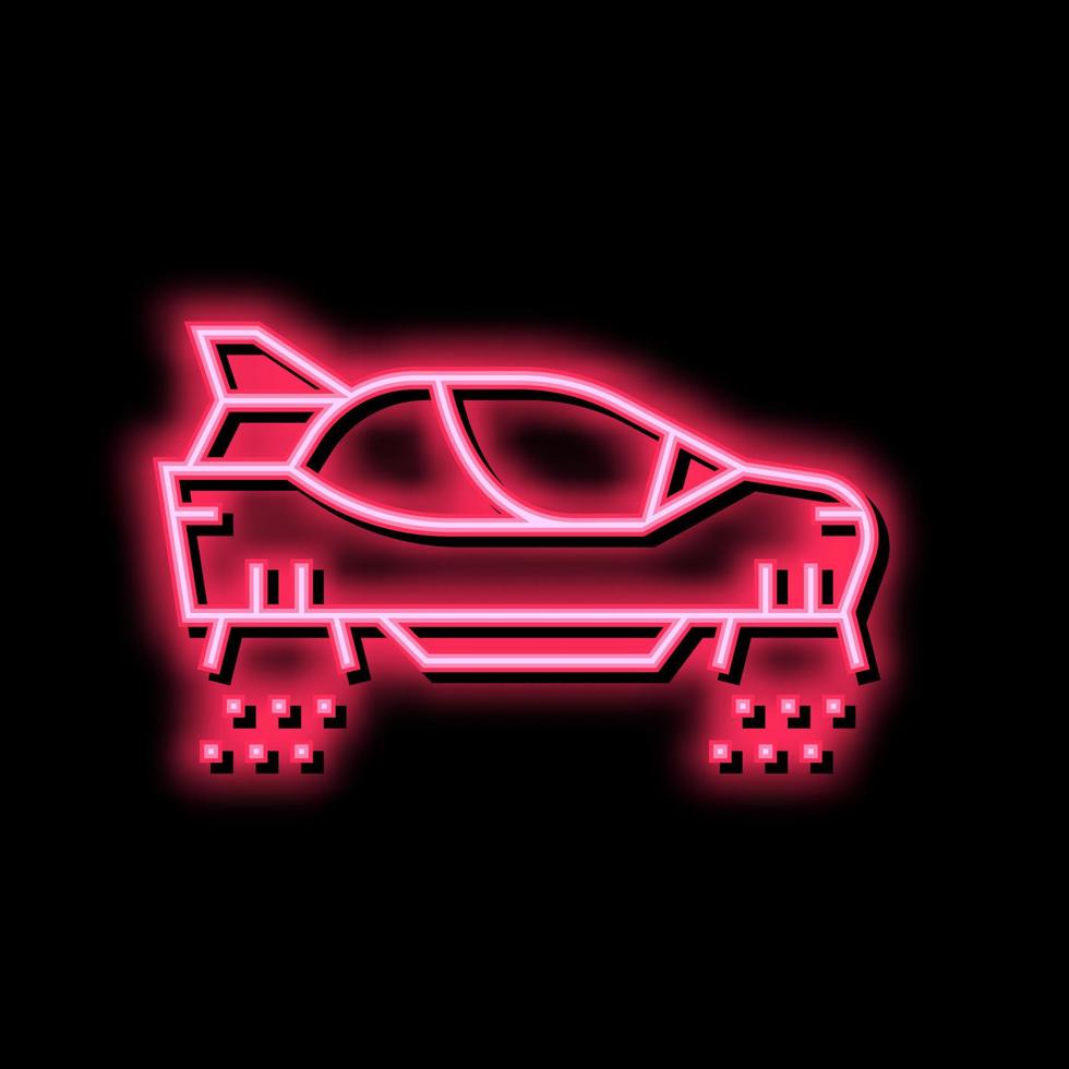 flying car neon glow icon illustration vector