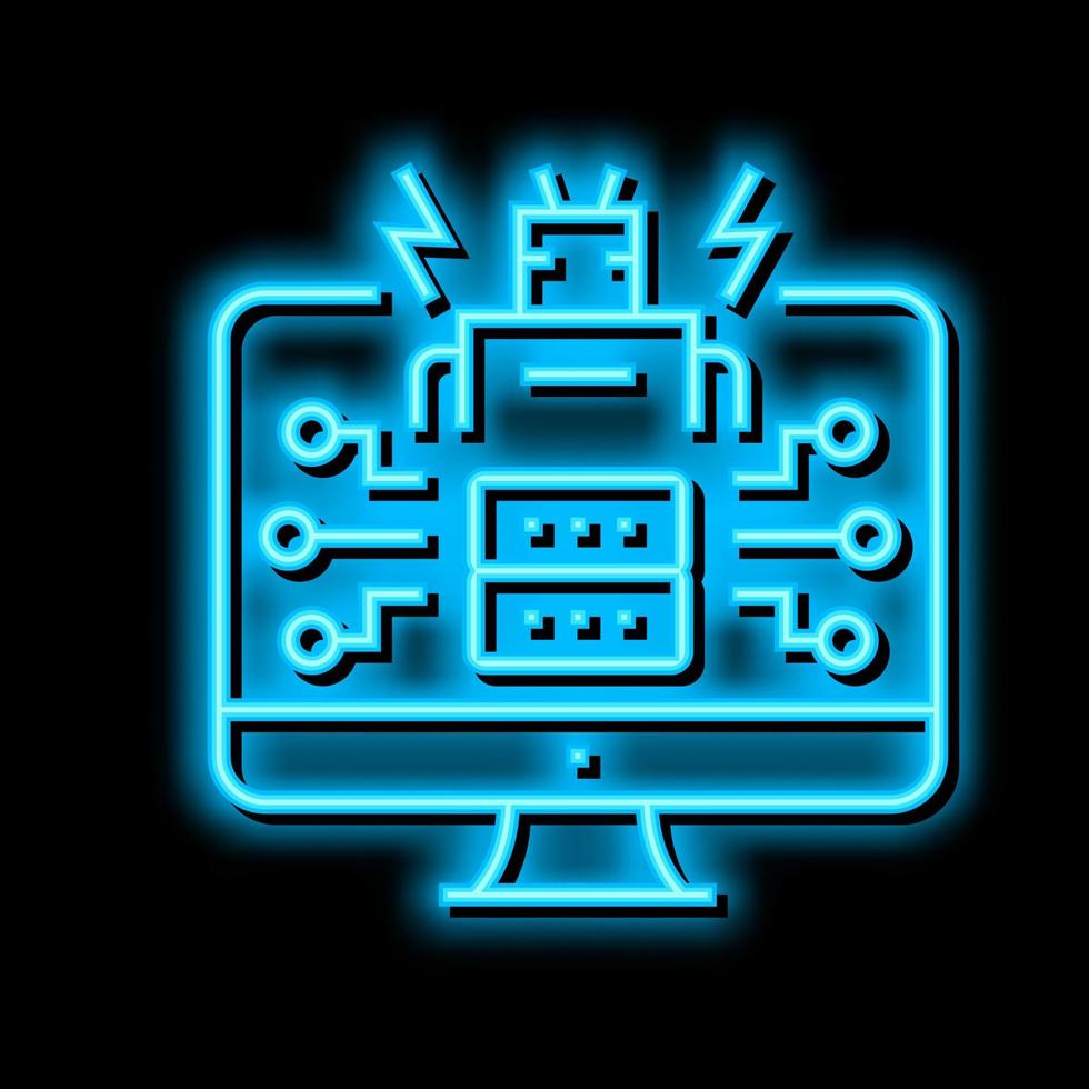 ai powered attacks neon glow icon illustration vector