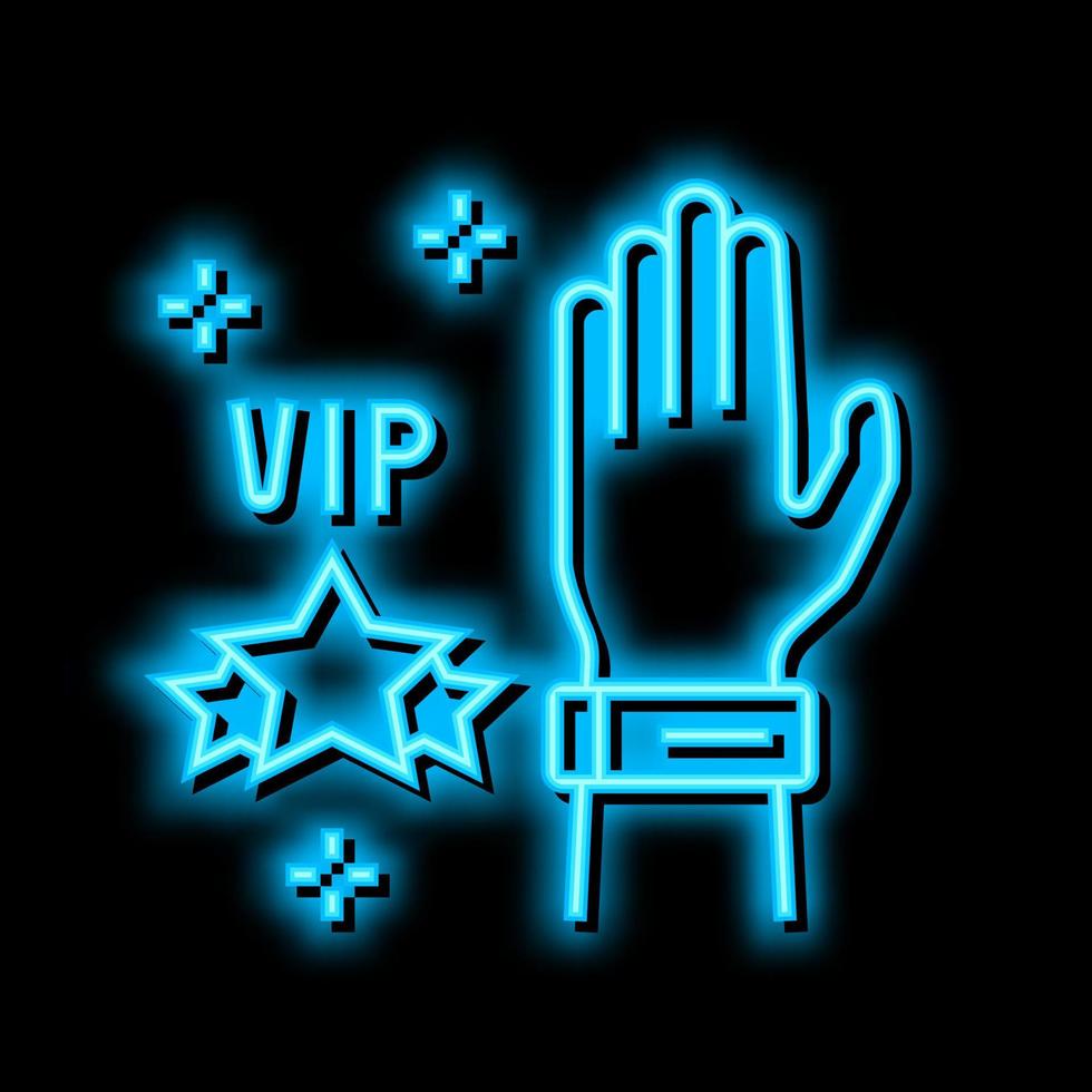 VIP pulsera para concierto visitante neón resplandor icono ilustración vector
