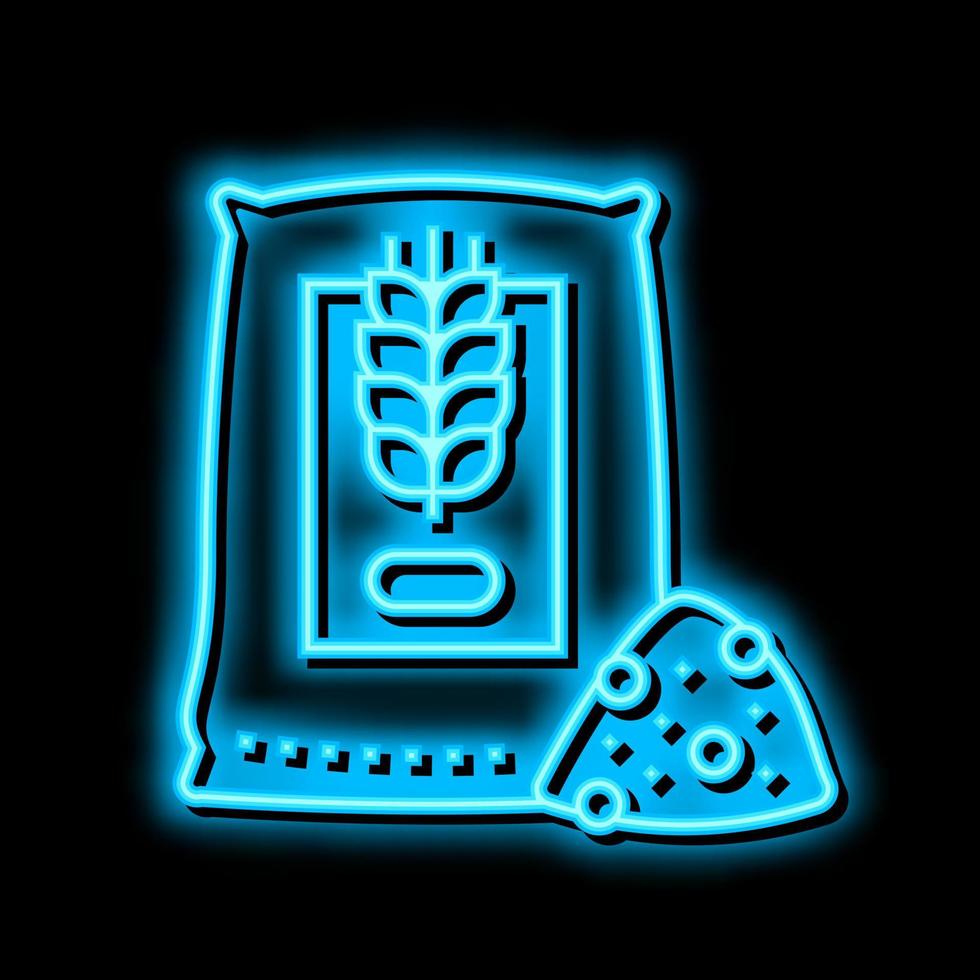 whole grain flour packaging neon glow icon illustration vector