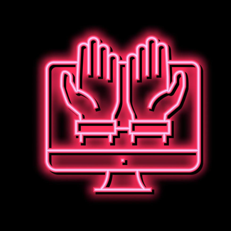 computer addiction neon glow icon illustration vector