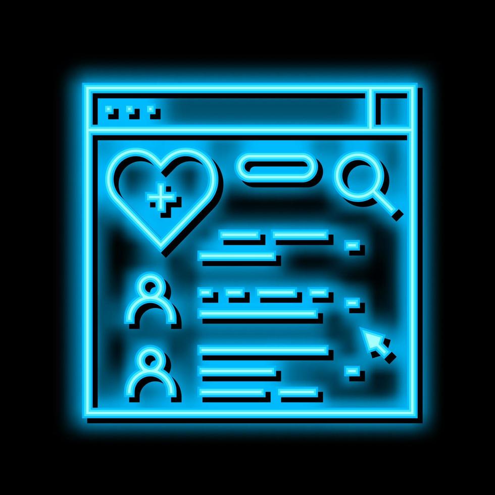 doctor search online web site neon glow icon illustration vector
