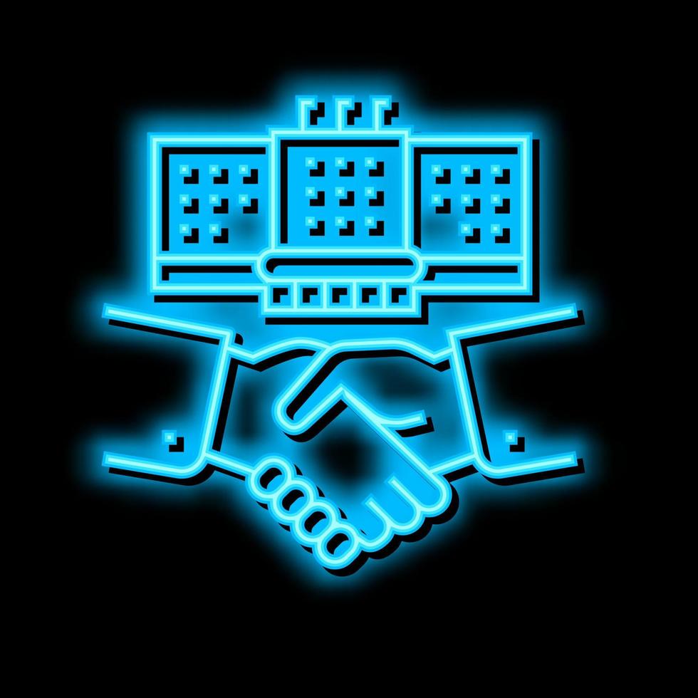 embassy diplomats handshaking neon glow icon illustration vector