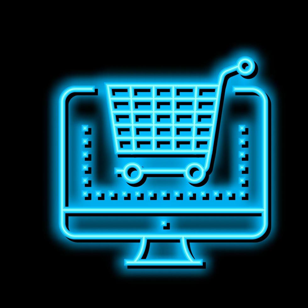 electrónico compras compra neón resplandor icono ilustración vector