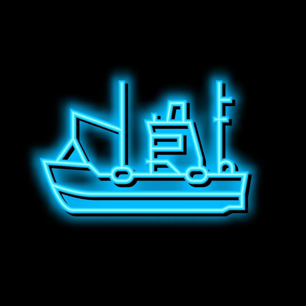 ilustración de icono de resplandor de neón de barco de pesca vector