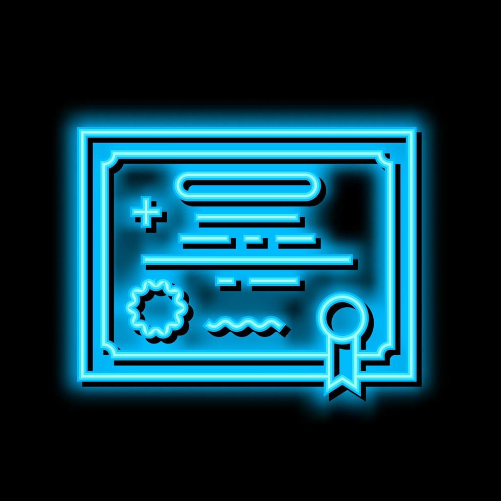 medical license neon glow icon illustration vector