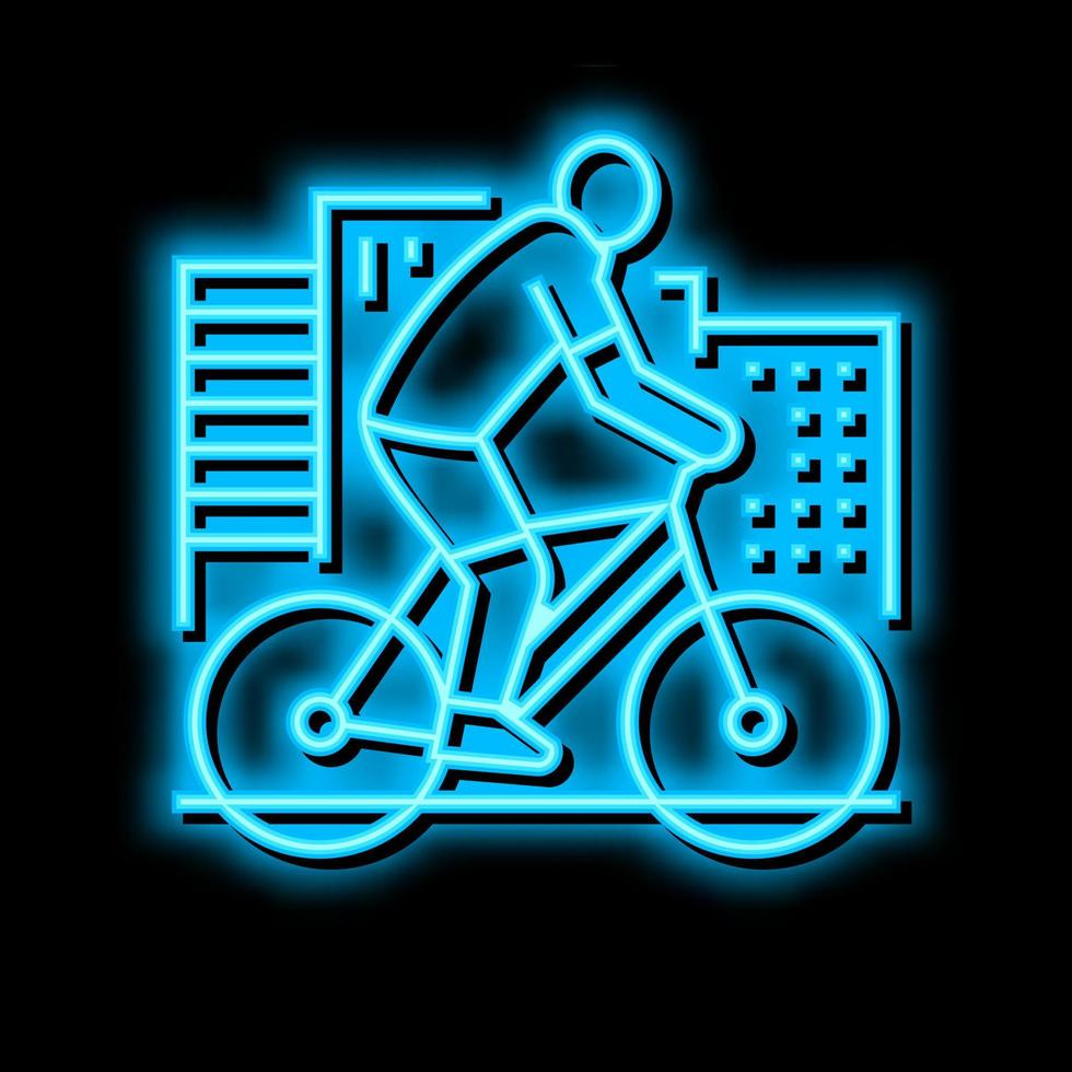 urban riding bicycle neon glow icon illustration vector